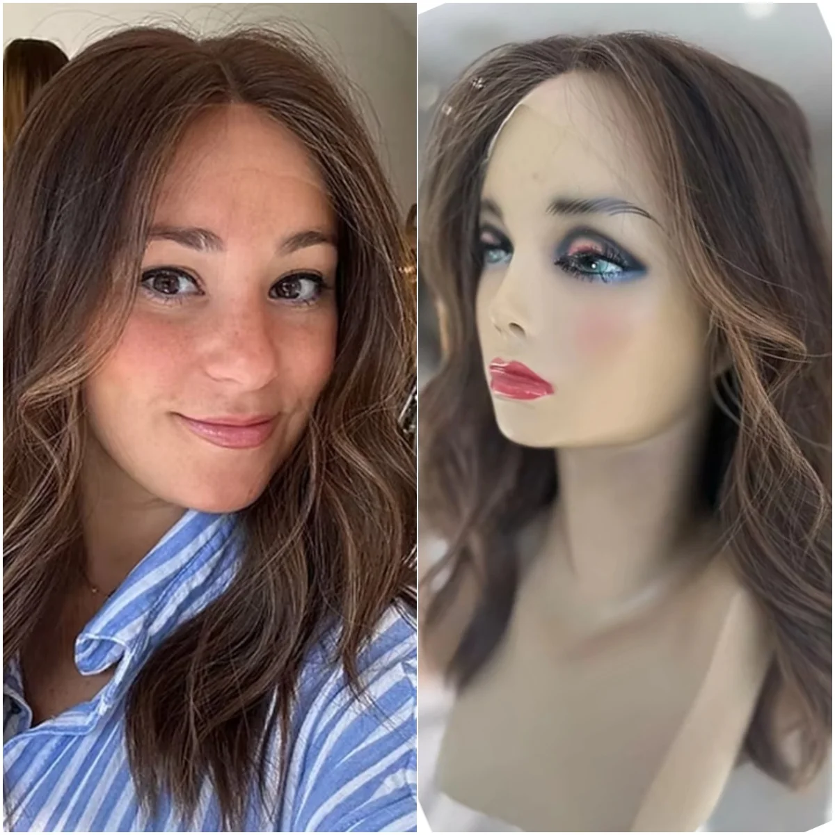 

Highlight Chocolate Brown Synthetic Lace Frontal Wigs Body Wave Futura Wig Realistic Look Pre Plucked Natural Hairline Daily Use