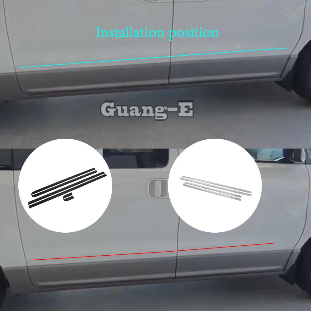 

For Hyundai Starex H-1 H1 2018 2019 2020 2021 2022 Car Cover Detector Side Door Body Trim Sticks Strips Molding Hoods Frame 4PCs