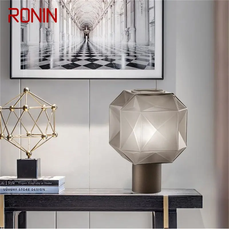 RONIN Nordic Table Lamp Modern Creative Polygon Lampshade LED Desk Light for Home Living Bed Room