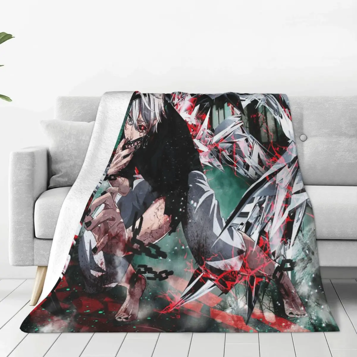 Tokyo Anime Ghoul Blanket Soft Warm Flannel Throw Blanket Bedding for Bed Living room Picnic Travel Home Sofa