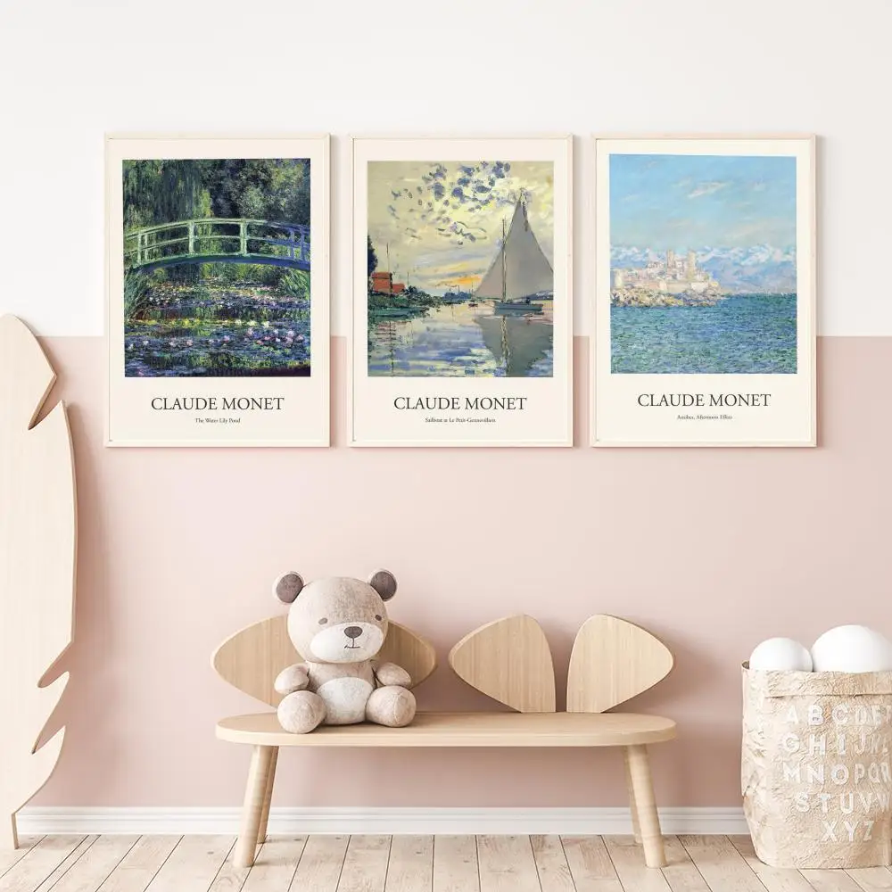 Claude Monet Retro Classic Oil Art Poster Versatile HD Waterproof Wall Art Self-Adhesive Decor for Any Space Ideal Gift
