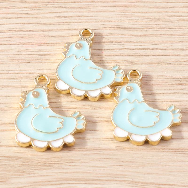 10 stücke Nette Blaue Farbe Emaille Tier Vogel Pinguin Katze Blume Charms Anhänger für Schmuck Machen DIY Ohrringe Halsketten Handwerk geschenk – Detail 19