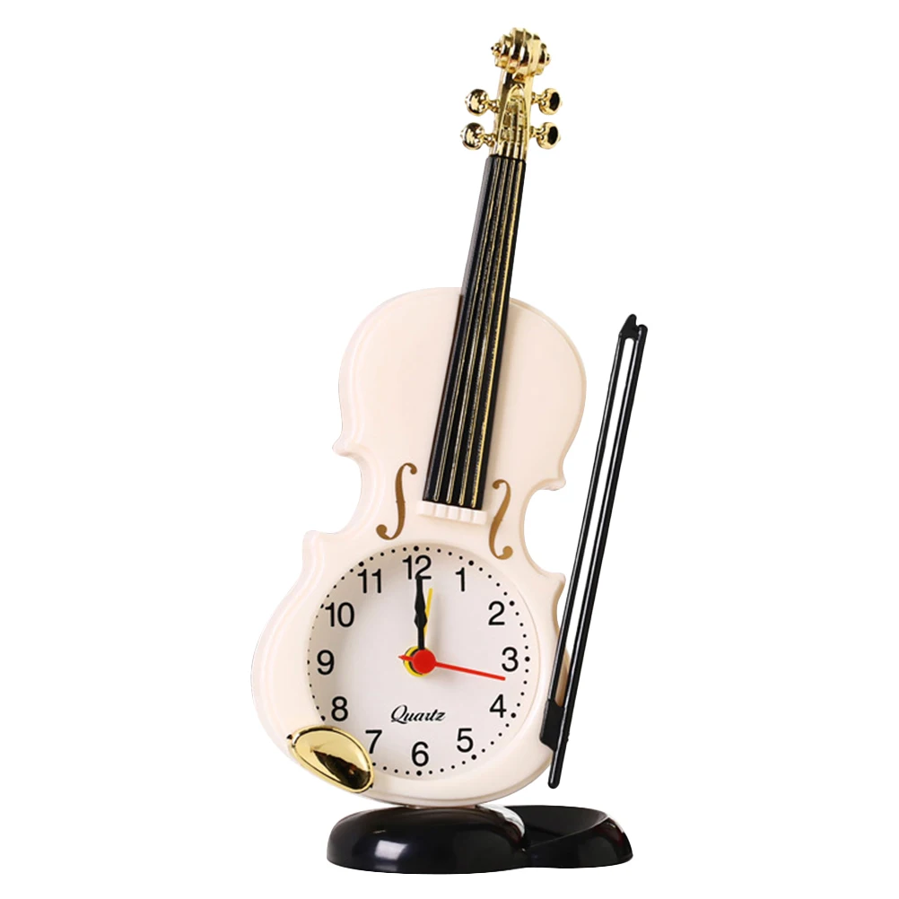 

2 Pcs Violin Alarm Clock Desktop for Students Free bedside clock silent movement room decoration home