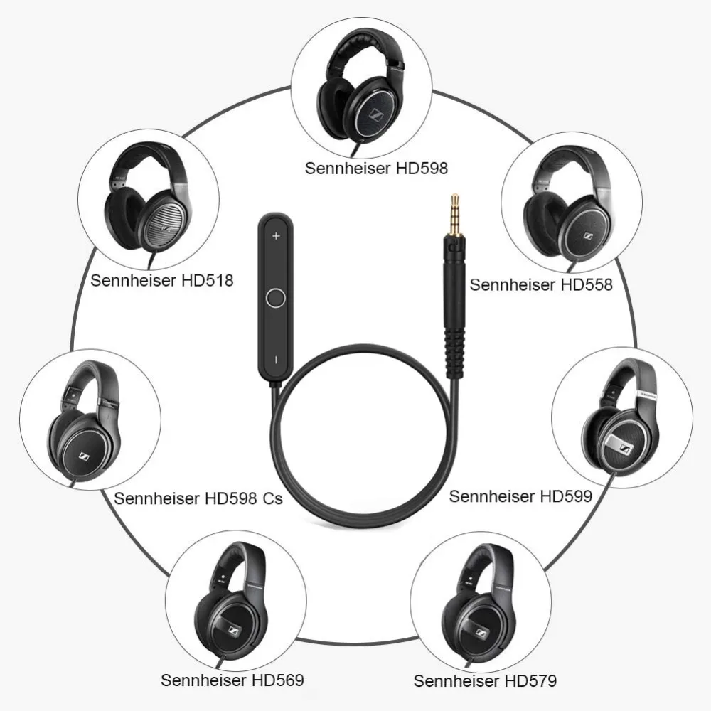 Bluetooth 5.0 A2DP Adapter Wireless Handsfree Receiver for Sennheiser HD598 HD558 HD518 HD598Cs HD599 HD569 HD579 Headphones
