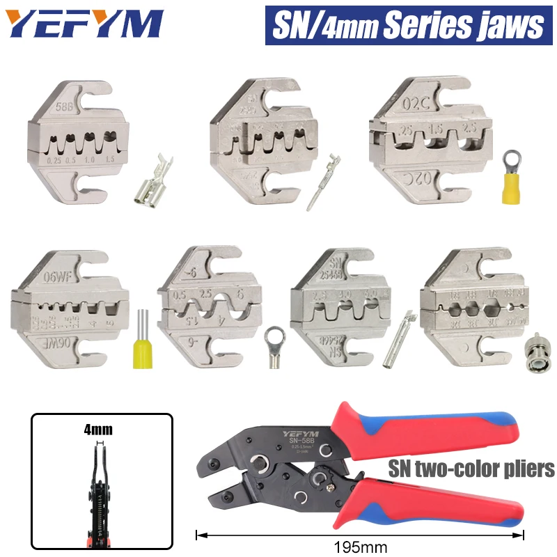 Pince à sertir SN, mâchoire (largeur 4mm/pinces 190mm), alliage de poudre pour TAB 2.8 4.8 6.3 XH2.54, outils de Terminal de Tube d'isolation, 1 pièce
