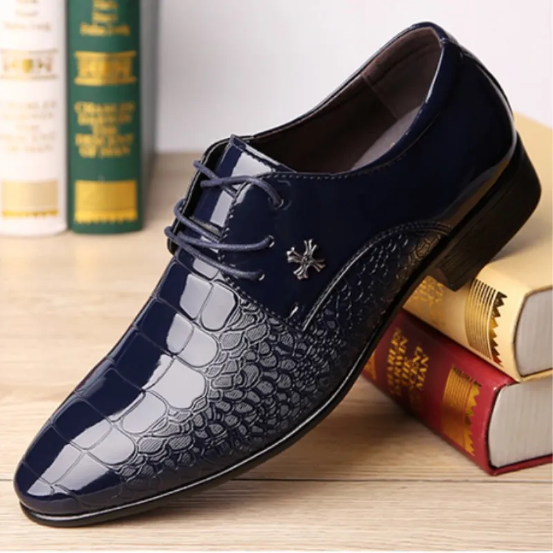 

2026 Pointed Toe Dress Plus Size Shoes Newest Italian Oxford Shoes for Men Classic Derbies Luxury Patent Leather Wedding Shoes