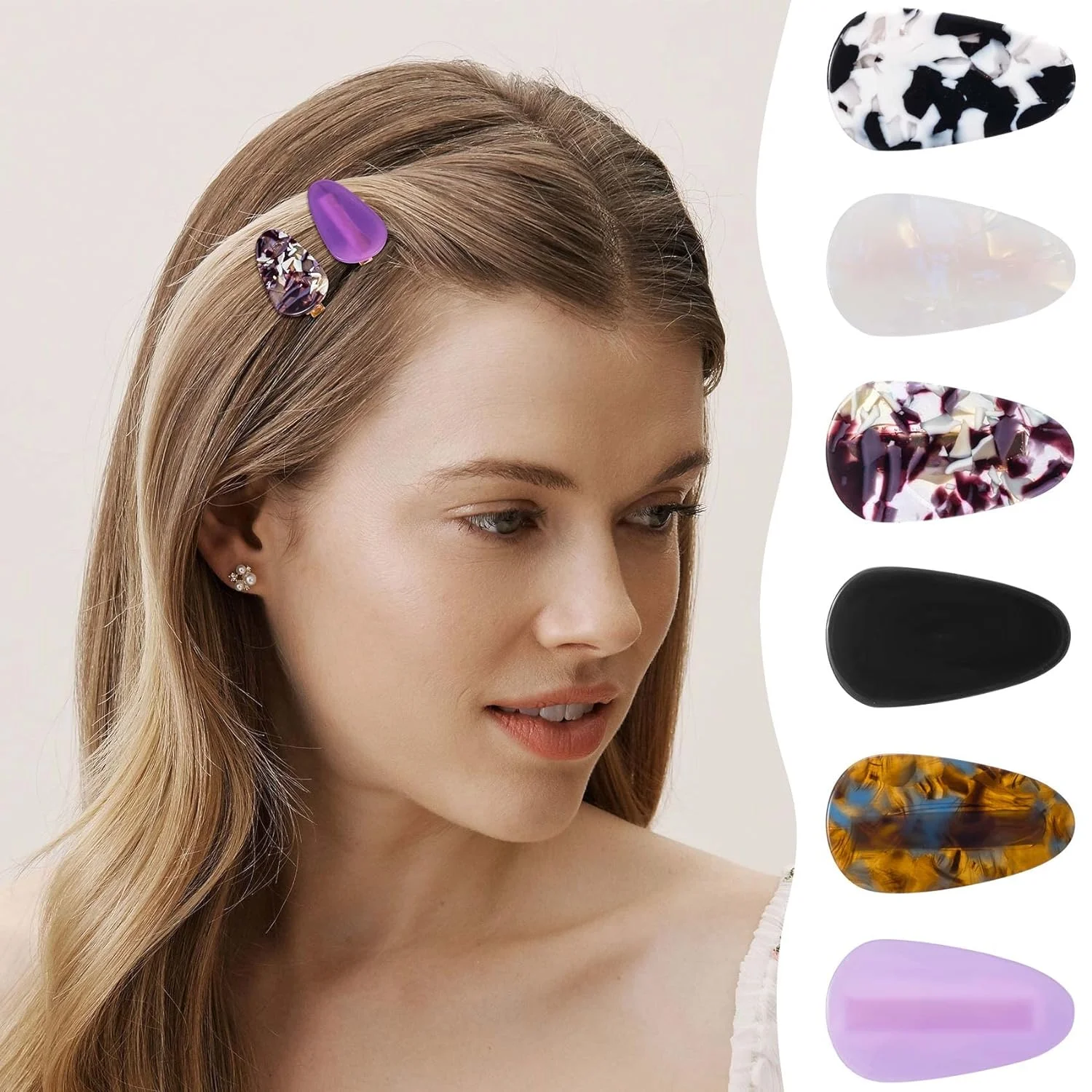 2 Pcs /Set Mini Acetate Hair Clips Vintage Water Drop Side Grip For Women Girl Make Up Wash Face Bangs Barrettes BB Hair Pins