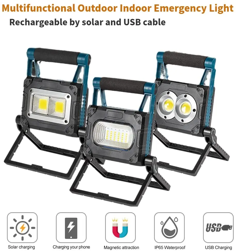 

500W Powerful Handheld LED Searchlight Foldable Work Light Solar/USB Fast Charging Floodlight Waterproof Work Lamp Spotlight