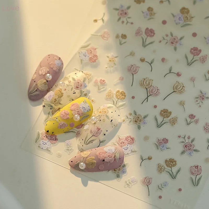 [L & P] 5D عيد الميلاد رومانسية زهور التوليب تنقش مسمار الفن ملصقات الزنبق مائي لتقوم بها بنفسك النقوش الزنبق مانيكير المتزلجون