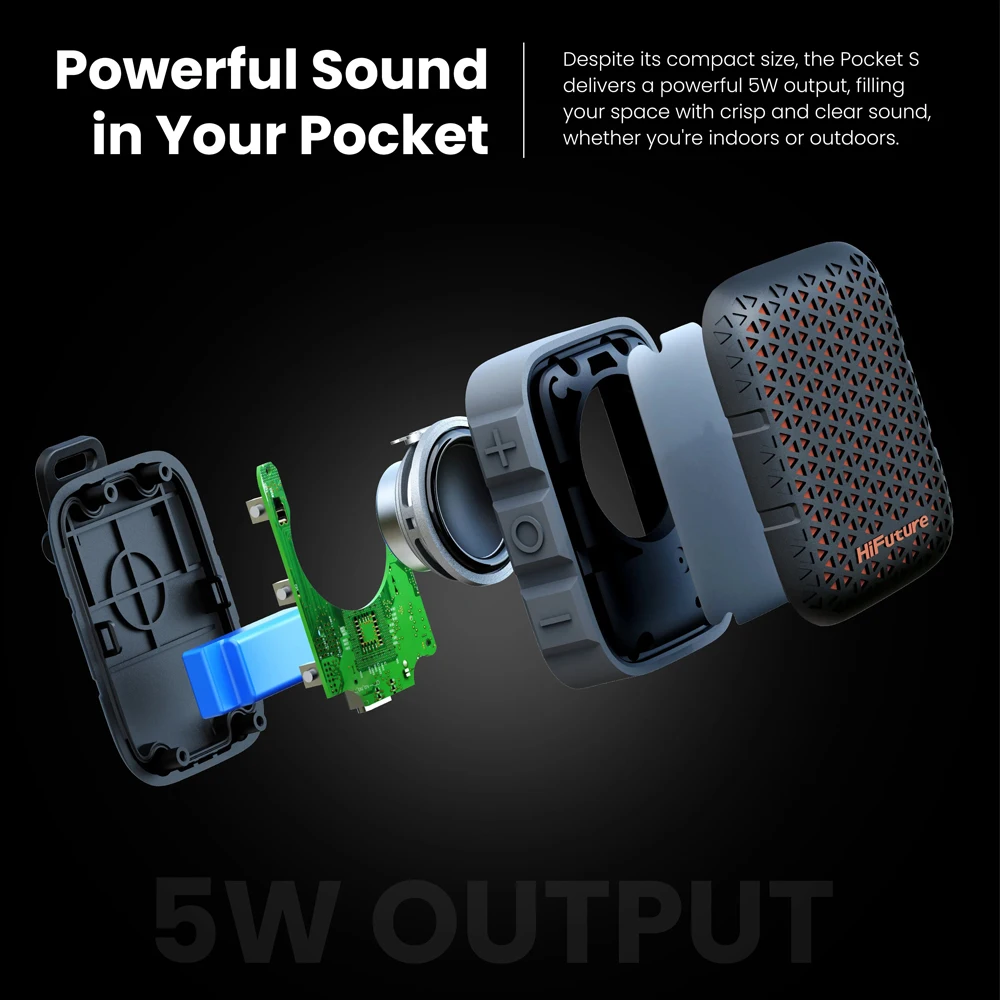 HiFuture Pocket S Bluetooth Outdoor Speaker Mini Wearable Portable Lightweight Waterproof