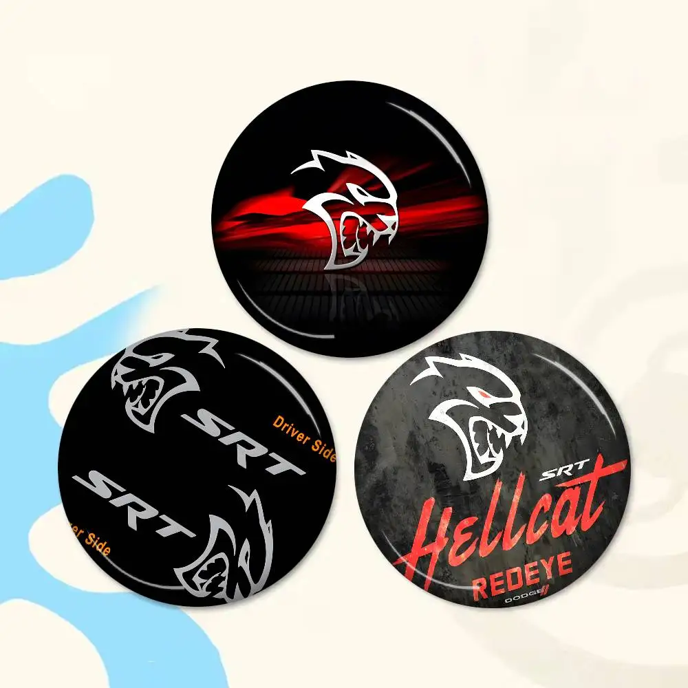 SRT Hellcat Demon Dodge Challenger Car Button Pin Handmade Brooch for Clothes Badge Backpack Decoration Jewelry Accessories