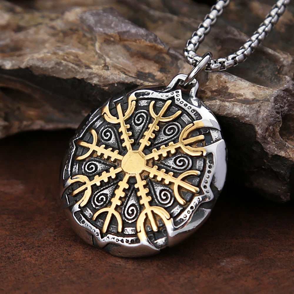 Fashion Vintage Norse Viking Compass collana per uomo ragazzi acciaio inossidabile Vikings amuleto rune ciondolo gioielli regali Never Fade