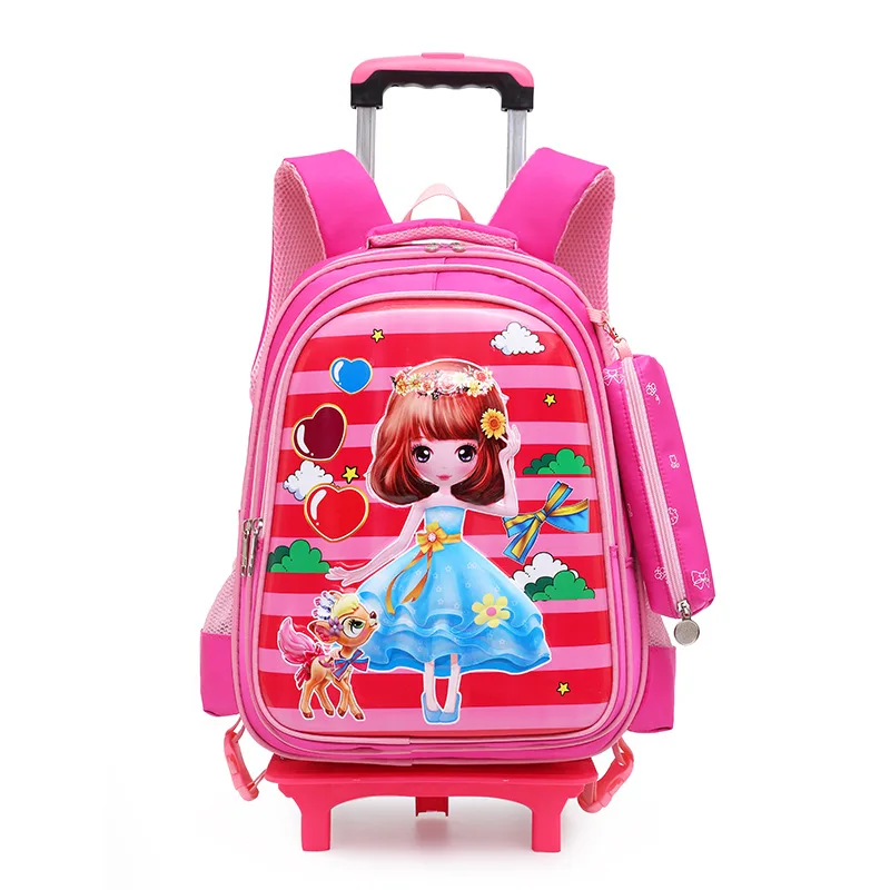3D School Bags On wheels School Trolley backpacks wheeled backpack kids School Rolling backpacks for boy Children Travel bags