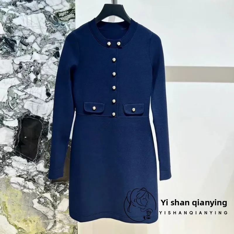 

Ele Knitted Long Sve round Ne Dr Women's Single Button Luxury Spring Summer New Sle Commute Sle Slim Fit mid ...