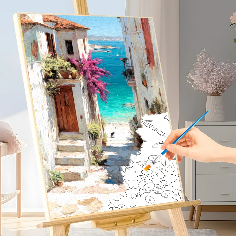 GATYZTORY قماش اللوحة بالأرقام الاكريليك الدهانات عدة النفط اليدوية المشهد للعمل اليدوي المائية لوازم الفن مجموعة صور #2