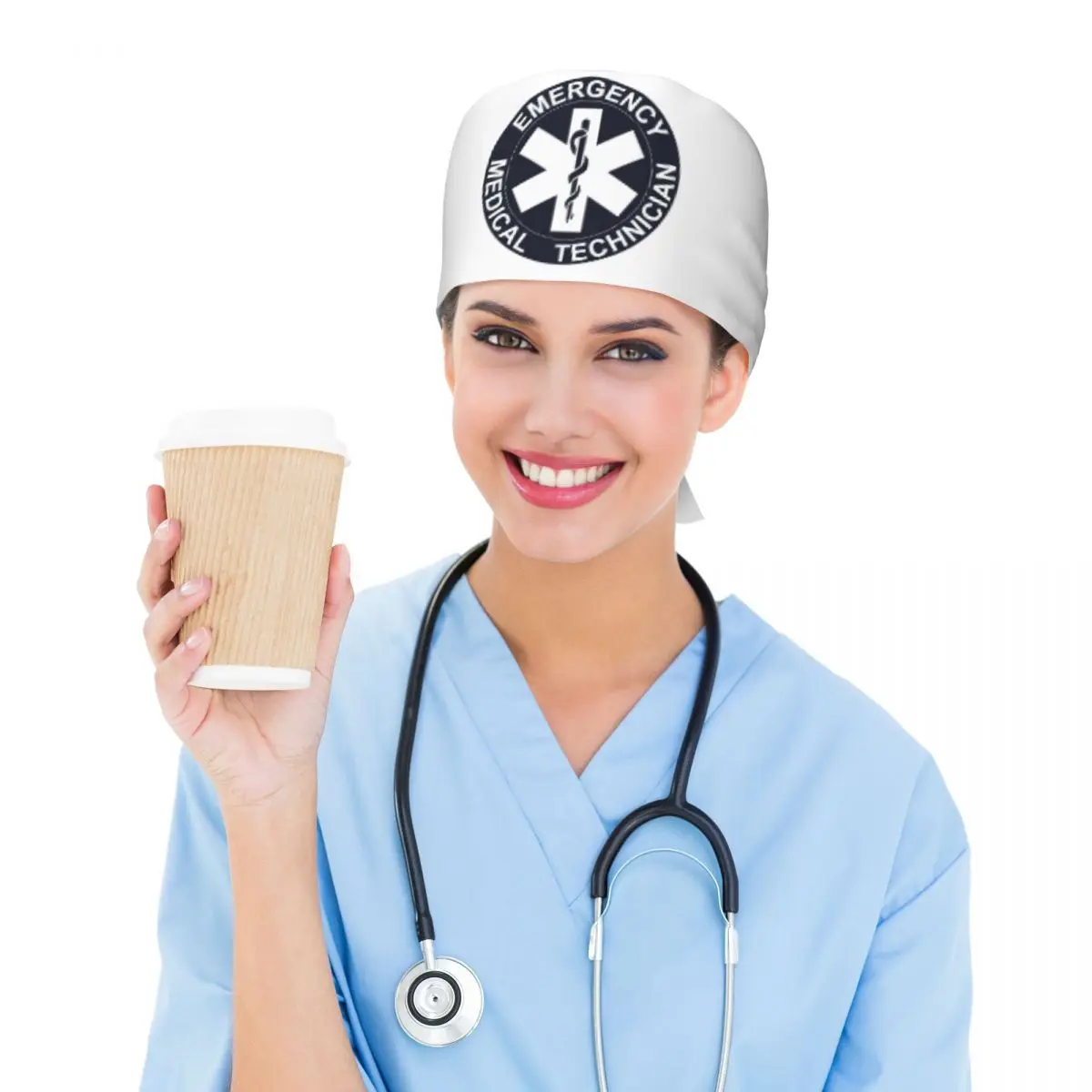 Emt Star Of Life Emergency Medical Scrub Hat Doctor Working Surgical Cap Unisex Adjustable Nursing Caps for Dentist