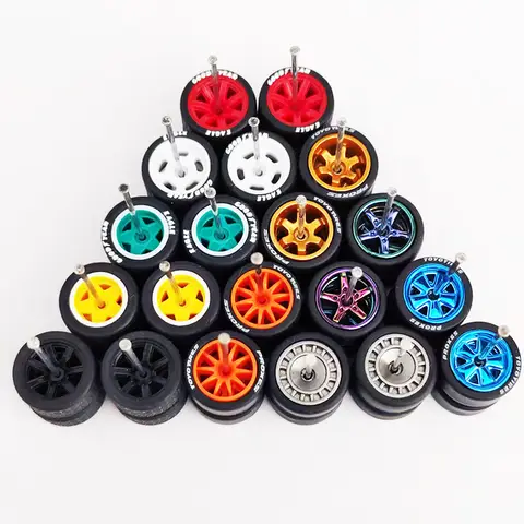 10 Sets 11/12/13/14/17mm 1/64 Alloy Car Wheels Rubber Tires W Axle for HW/Matchbox/Domeka/Evo 1:64 Car Model SUV Off Road Truck