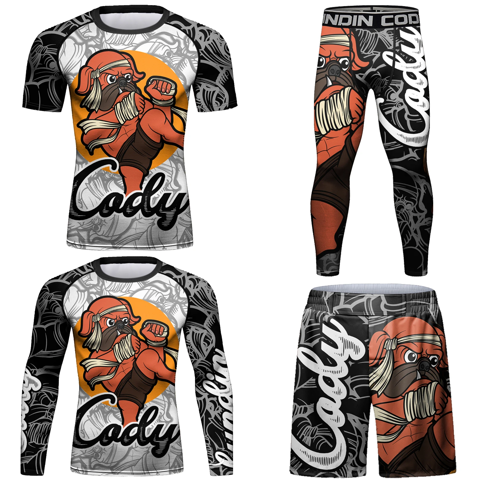 Cody Lundin mixed martial arts Jiu Jitsu Muay Thai sportswear with high elasticity sublimation print Ruash Guard 4PCS Sets