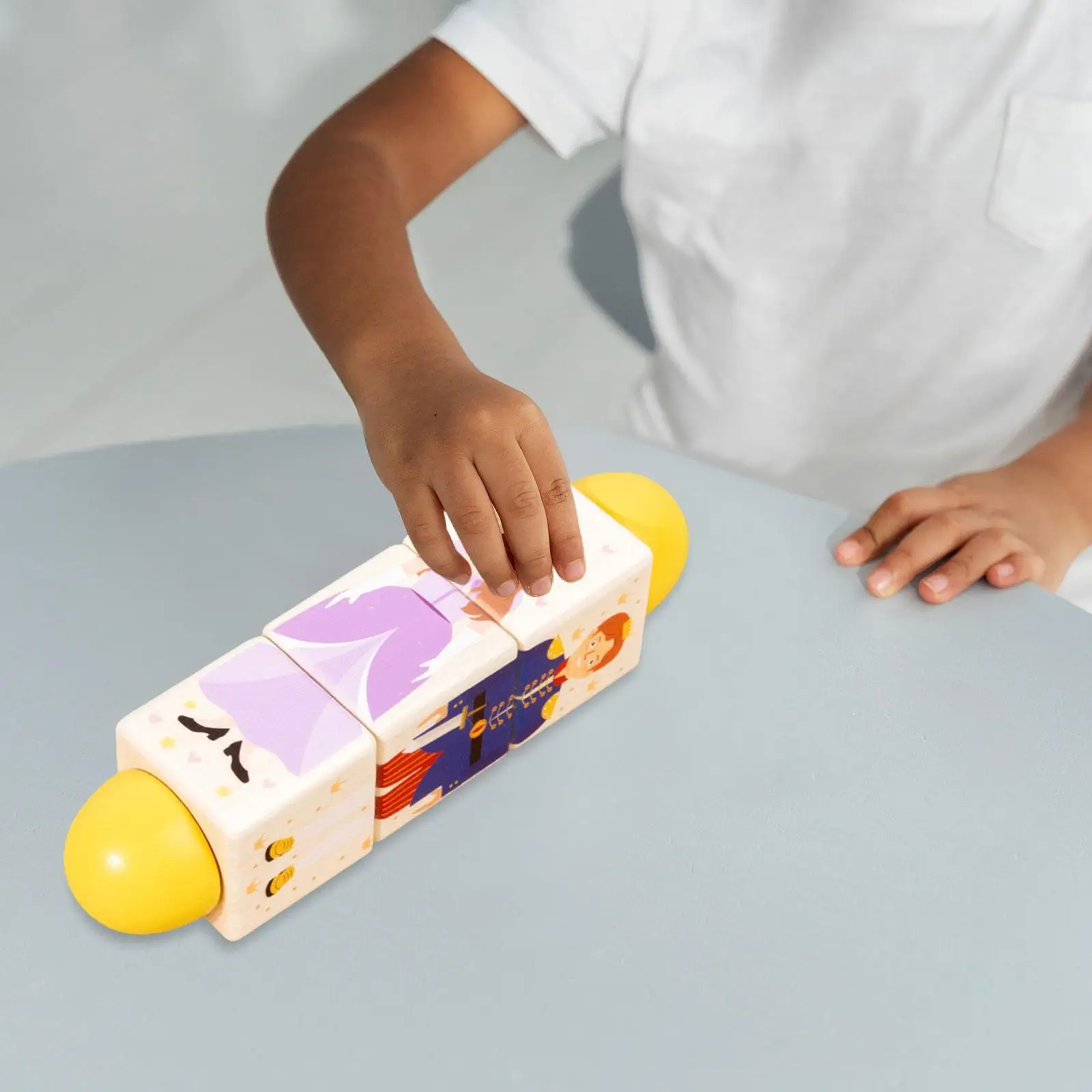 مكعبات الغزل لعبة ألغاز خشبية لعبة تعليمية مبكرة شخصيات الحكاية الخيالية تحت عنوان رياض الأطفال