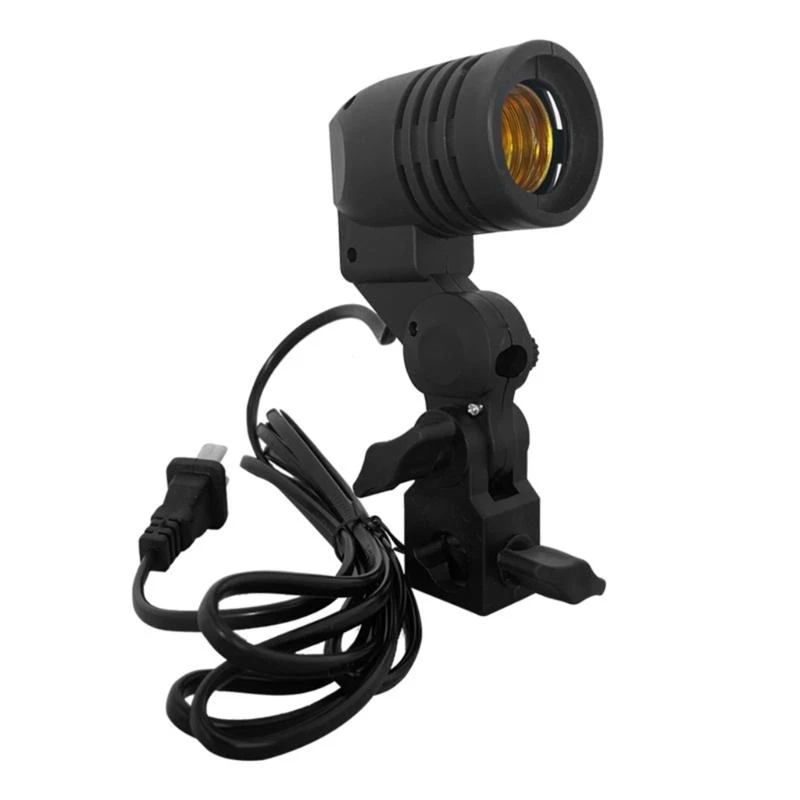 

652F Extended Power Socket Plug Light Holder E27 Umbrella Reflector Support Stand Equipped Long Cable for Photo Studio