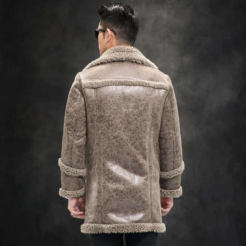 Winter Thicken Thermal Mens Fur Coat Particle Wool Long Sherling Jacket Suede Men Clothing 5XL