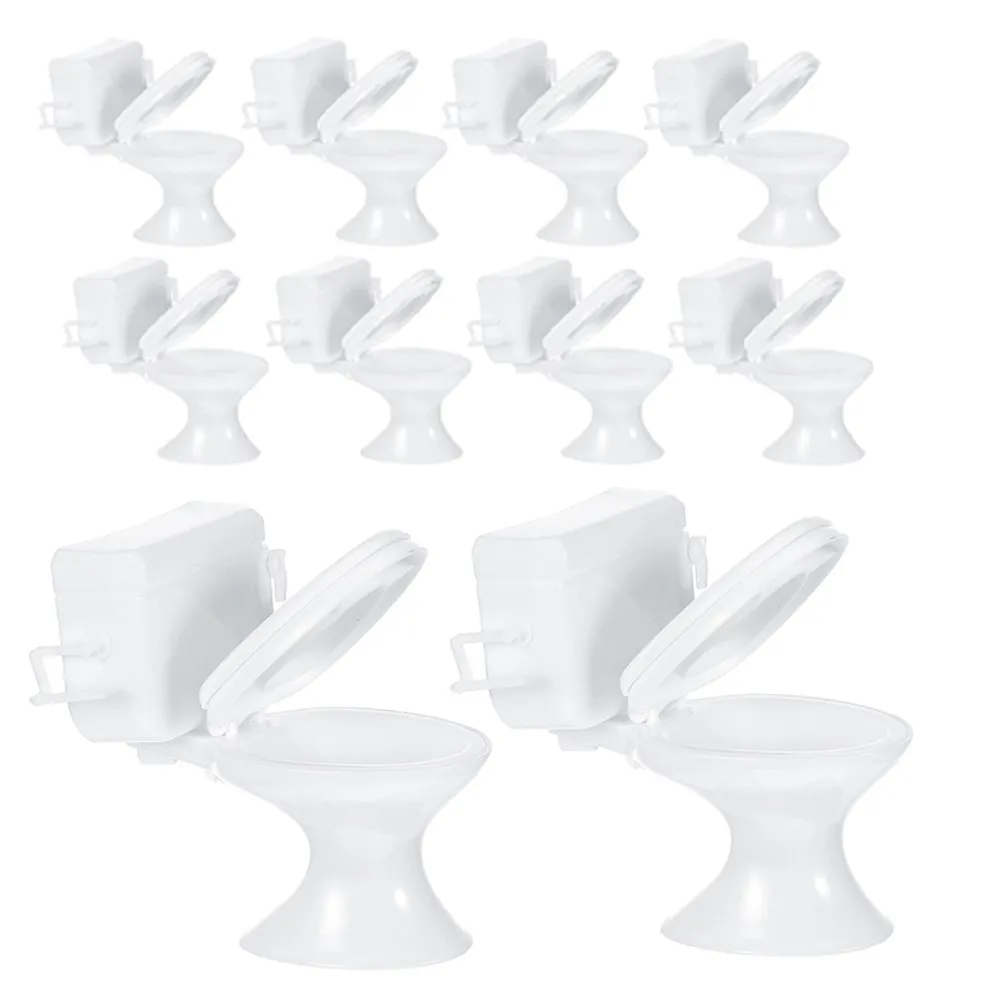 10Pcs Miniature Toilet Set Dollhouse Bathroom Accessories Versatile Fit Scale Compatible Realistic Tiny Toilet Decor