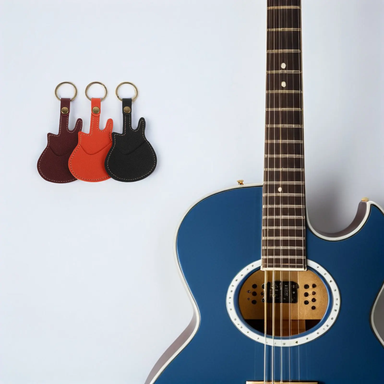 3pcs Guitar Pick Organizer Keychain Pu Storage Bag For Picks Keys Access Cards Lightweight Durable Plectrum Holder Case Portable