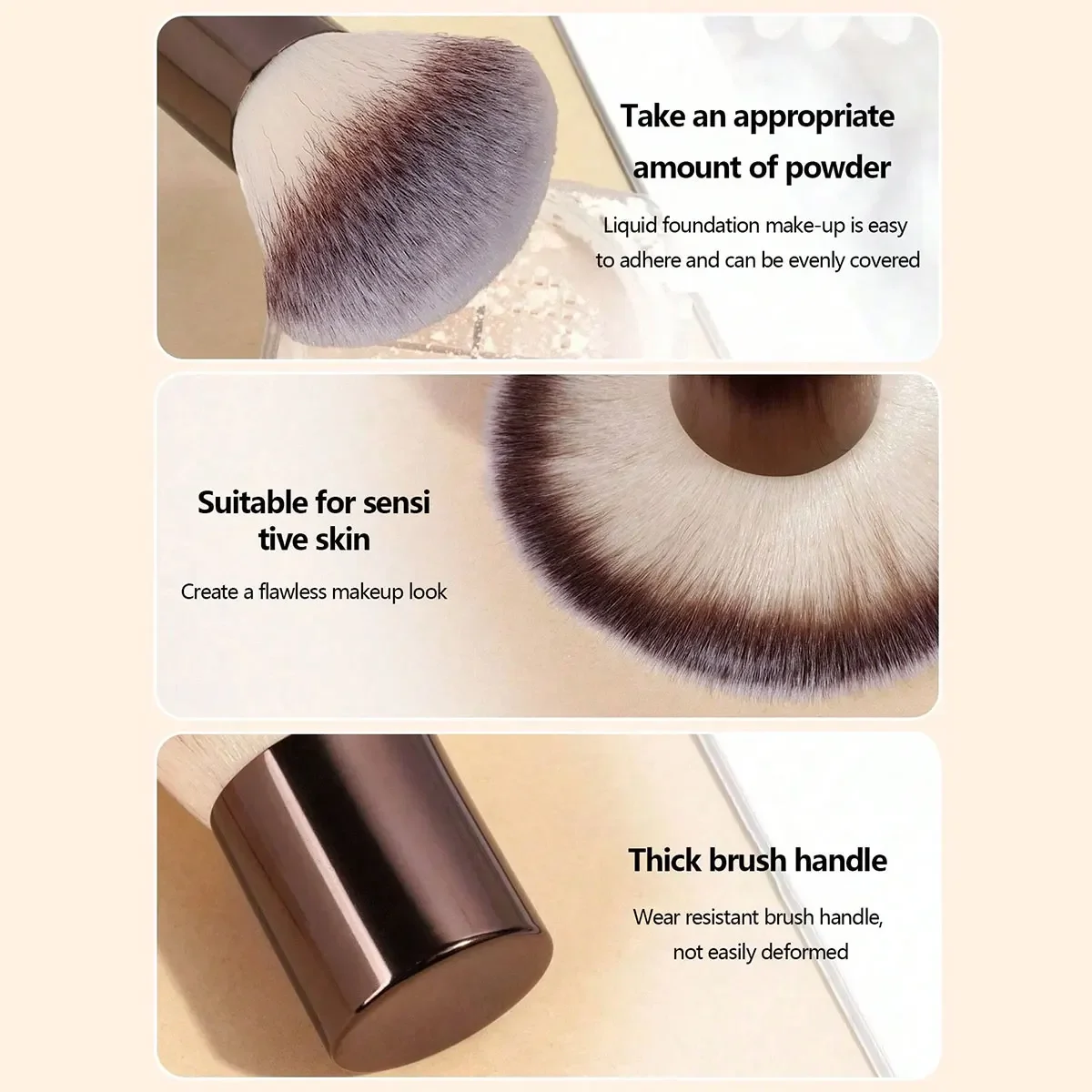 Set di pennelli per trucco professionale da 7 pezzi, include: 4 pennelli per il viso a doppia estremità, 1 pennello angolato, 1 pennello per fondotinta con manico corto,