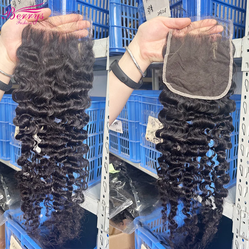 Berrys Mode Haar 7*7 HD birmanische lockige Verschlüsse unsichtbare Schmelze Haut Spitze transparent 6*6 Verschluss rohes menschliches Haar für Frauen Mädchen – Detail 3