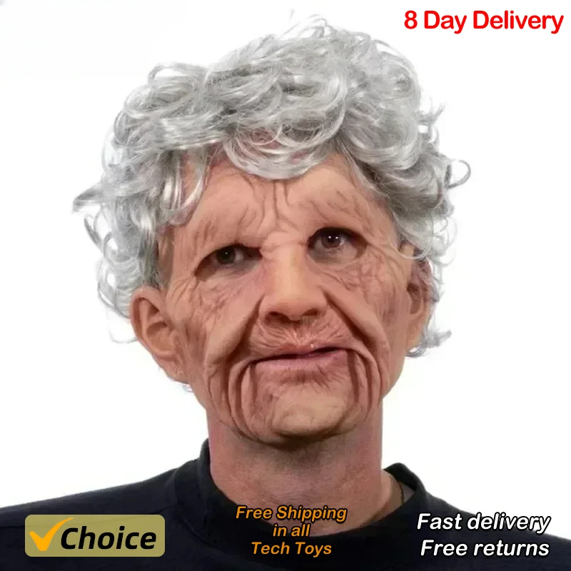 2024 New Halloween April Fool's Day Wrinkled Head Full Face Mask Party Supplies Horror Cosplay Props New Old Man Masks