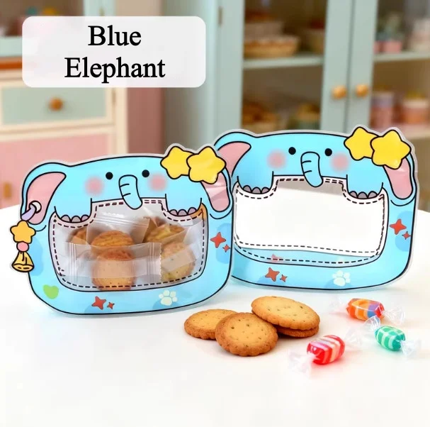 100PCS Cute Animals Plastic Window Packaging Bag DIY Cookies Biscuit Snack Candy Sugar Wedding Birthday Gift Packaging Pouches