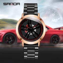 Sanda Rim Watch Hub Custom Design Sports Car Rim Spinning Watch Waterproof Creative 2021 orologio da uomo orologio da polso con ruota da uomo