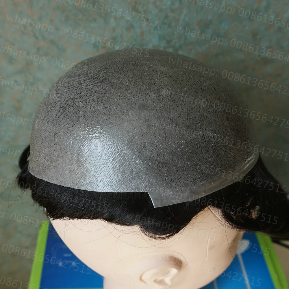 Hstonir-tupé de piel para Hombre, tupé de piel sintética completa, sistema de cabello indio Remy para hombres, reemplazo de cabello humano, Cartera