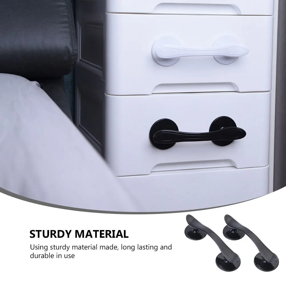 

2Pcs Adhesive-Type Door Handles Non-Punching Knobs Black Strong Bonding Easy Installation Household Furniture Cabinet Drawer
