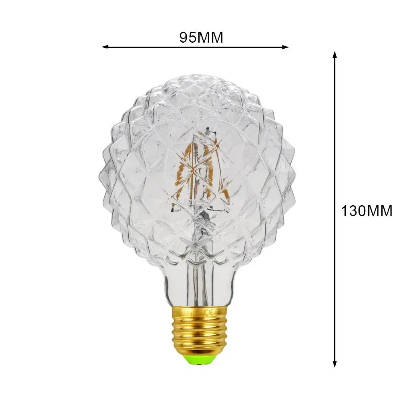 Lampadina a Led Vintage E27 220V 4000k lampada a luce Edison con diamante a cuore 4W G95 lampade retrò a filamento a spirale