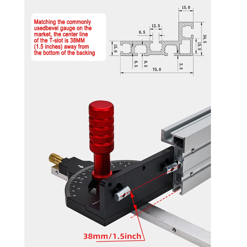 75 ประเภทขยาย Telescoping รั้วอลูมิเนียมโปรไฟล์ Router T-Track เห็นตารางรั้วไม้ T-Slot Miter Track ดัดแปลงเครื่องมือ