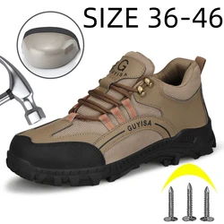 GUYISA Men Safety Shoes Indestructible Work Safety Boots Puncture-Proof Safety Work Shoes Men Work Sneakers Big Size 36-46