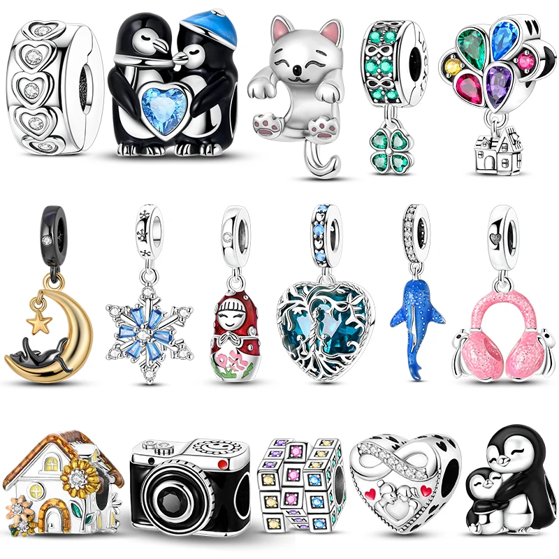 925er Silber-Charm, Matroschka-Puppen, Wal-Pinguin-Perlen, passend für Armband-Anhänger, DIY-Edelschmuck für Damen