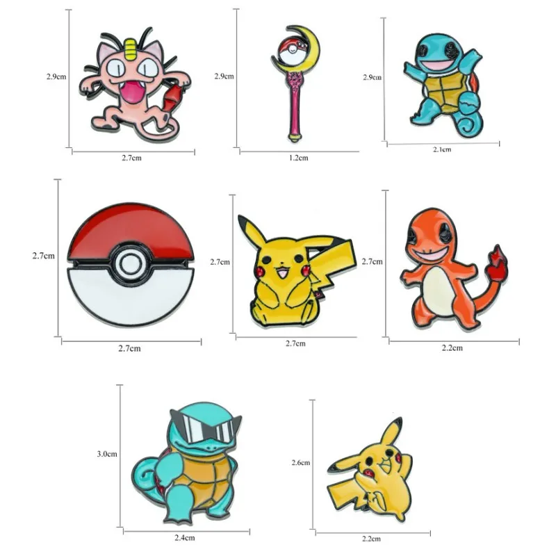 25 style Pokémon Enamel Pin Badges Lapel Pins for Backpacks Brooches Squirtle Pikachu anima figure Jewelry Accessories Gifts