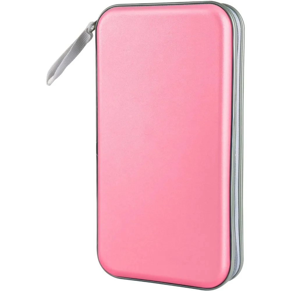 

CD Case, DVD Case Holder 96 Capacity Hard Plastic CD DVD Disc Cases Storage Binder Wallet for Car Home Office Travel (Light Pink