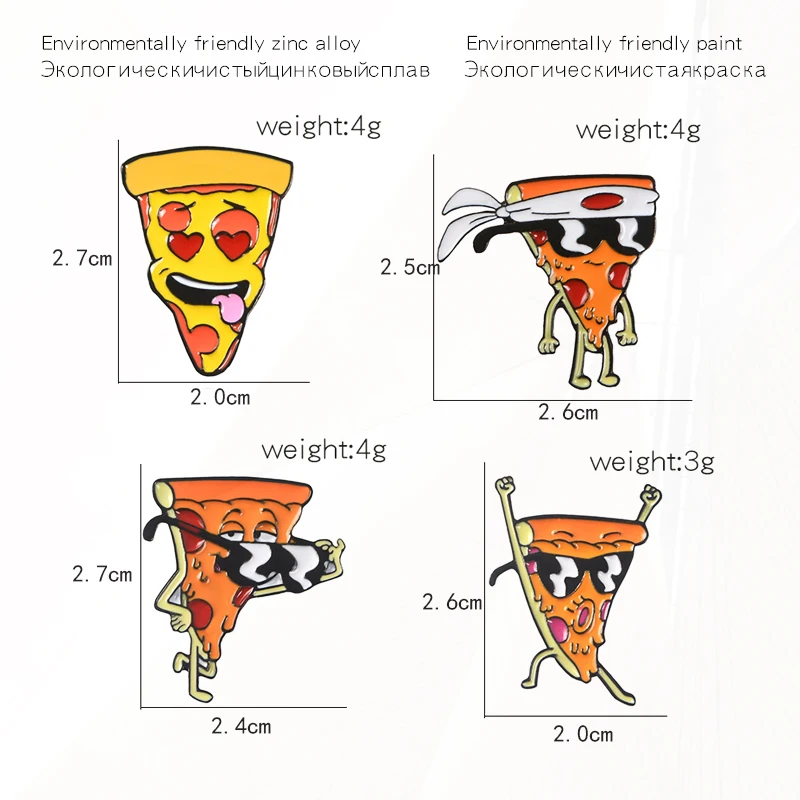 Headband Smiling Pizza Man Lapel Brooch Food Pines Gift for pizza lovers Pizza Man Brooch  Pines Funny Sunglasses Japanese