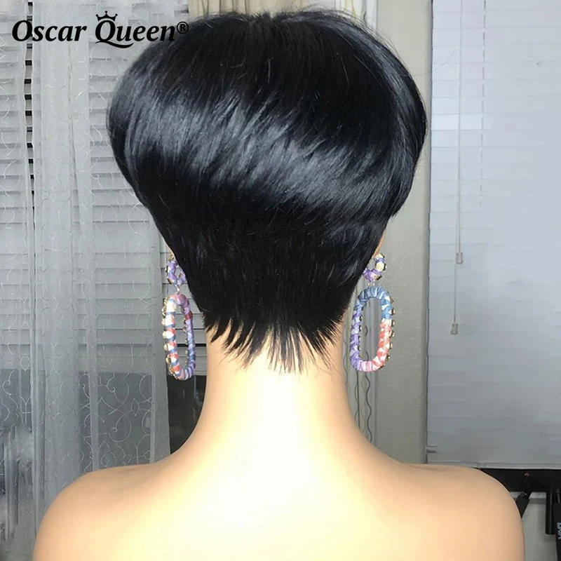 Maschinell hergestellte Perücken mit Pony leimlose Echthaar perücken kurze Pixie Cut Perücke Echthaar für schwarze Frauen perruque cheveux humain