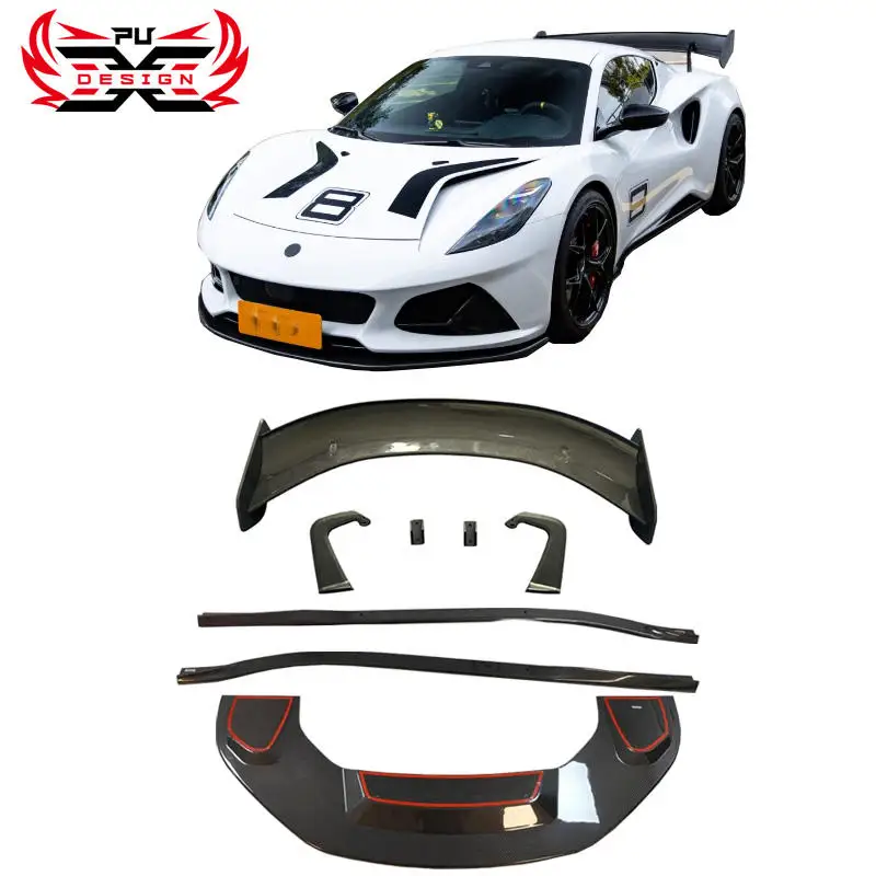 

Car Styling Dry Carbon Fiber Spoiler Side Skirts Front Lip Rear Diffuser GT4 Style Body Kit for Lotus Emira
