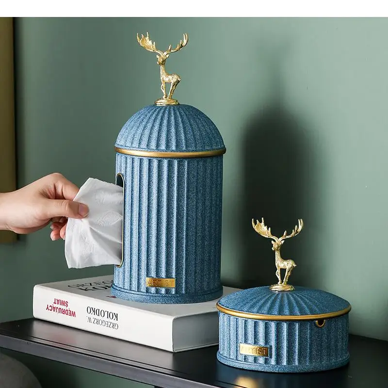 Imagem -02 - Vertical Stripes Castle Tissue Box Deer Dog Ginkgo Leaf Cover Decoração de Casa Suporte de Armazenamento Cinzeiro