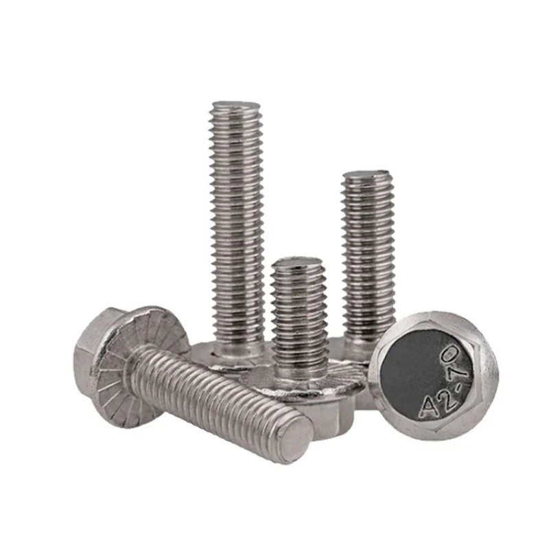 304Stainless Steel External Hexagon Flange Bolts with Pad Flower Teeth Anti-Slip ScrewsGB5789 Flange Screws