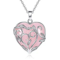 Crystal Heart Stone Pendant Necklace for Women Natural Rose Quartz Amethyst Green Aventurine Silver Color Chain Necklace Jewelry