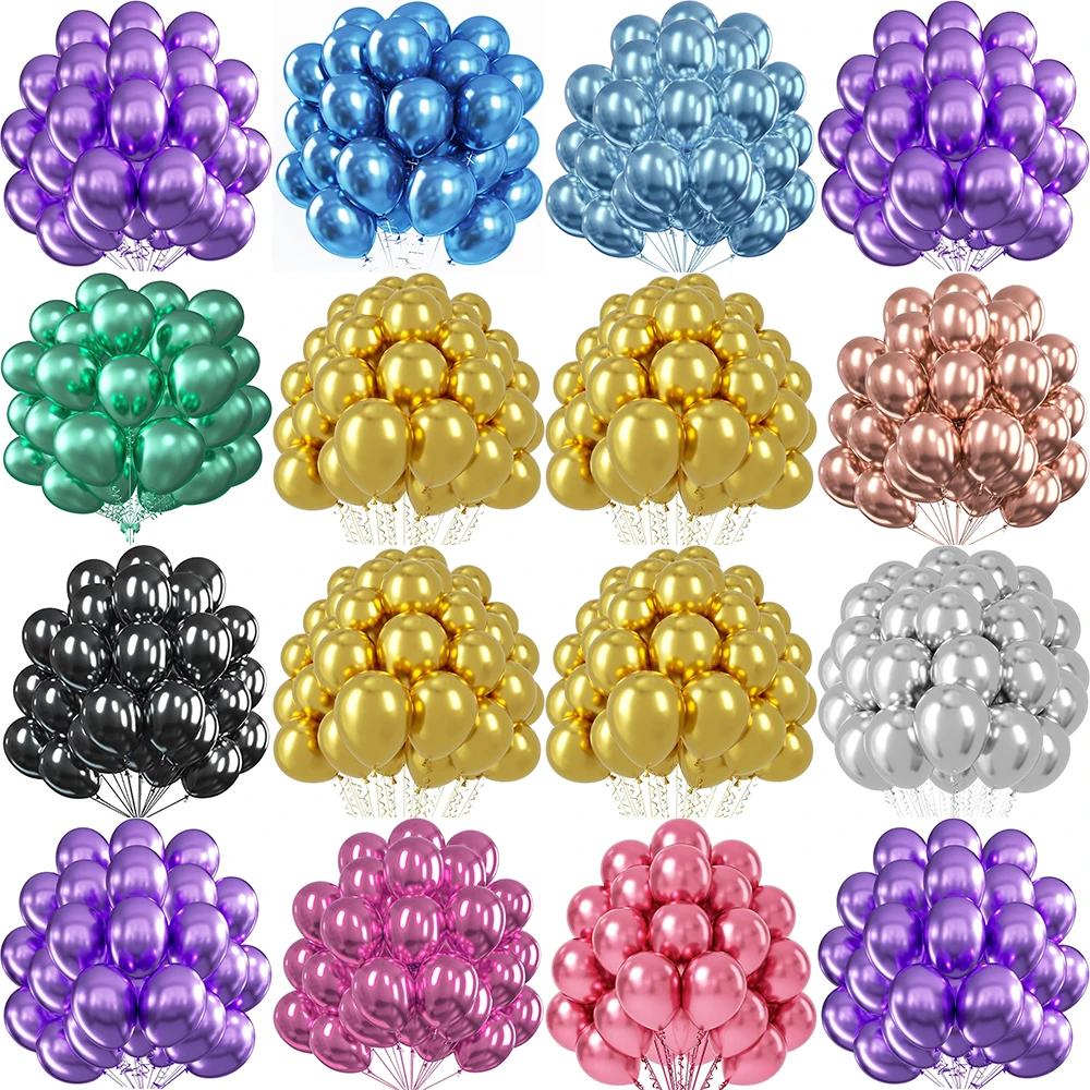 5/10/12/pulgadas 10/20/30 Uds globos metálicos dorados cromo oro azul púrpura globo aniversario de boda despedida de soltera decoración de cumpleaños