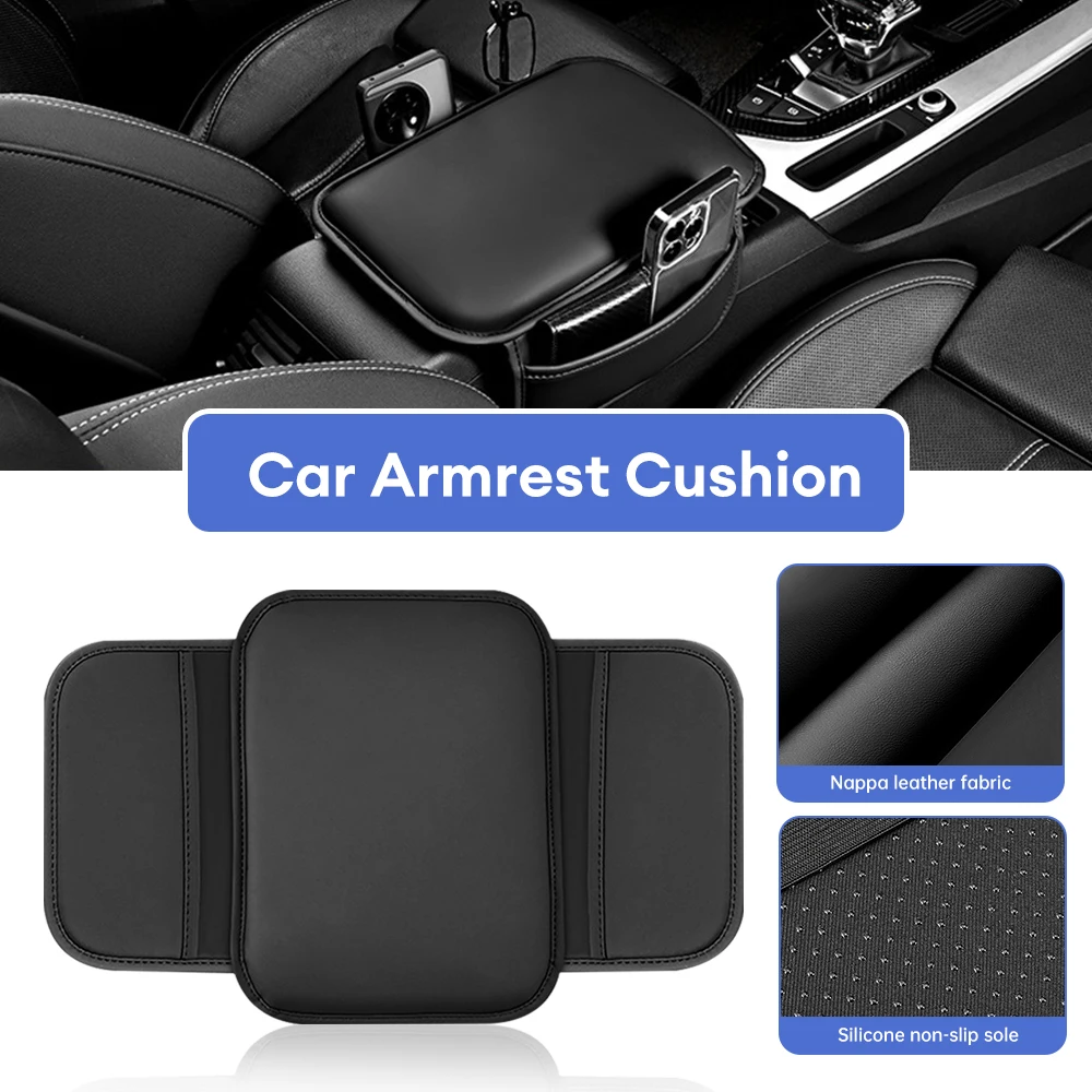 Car Center Console Protector Cover Memory Foam Thicken Armrest Box Cushion Ergonomic Car Elbow Rest Cushion with Storage Pocket