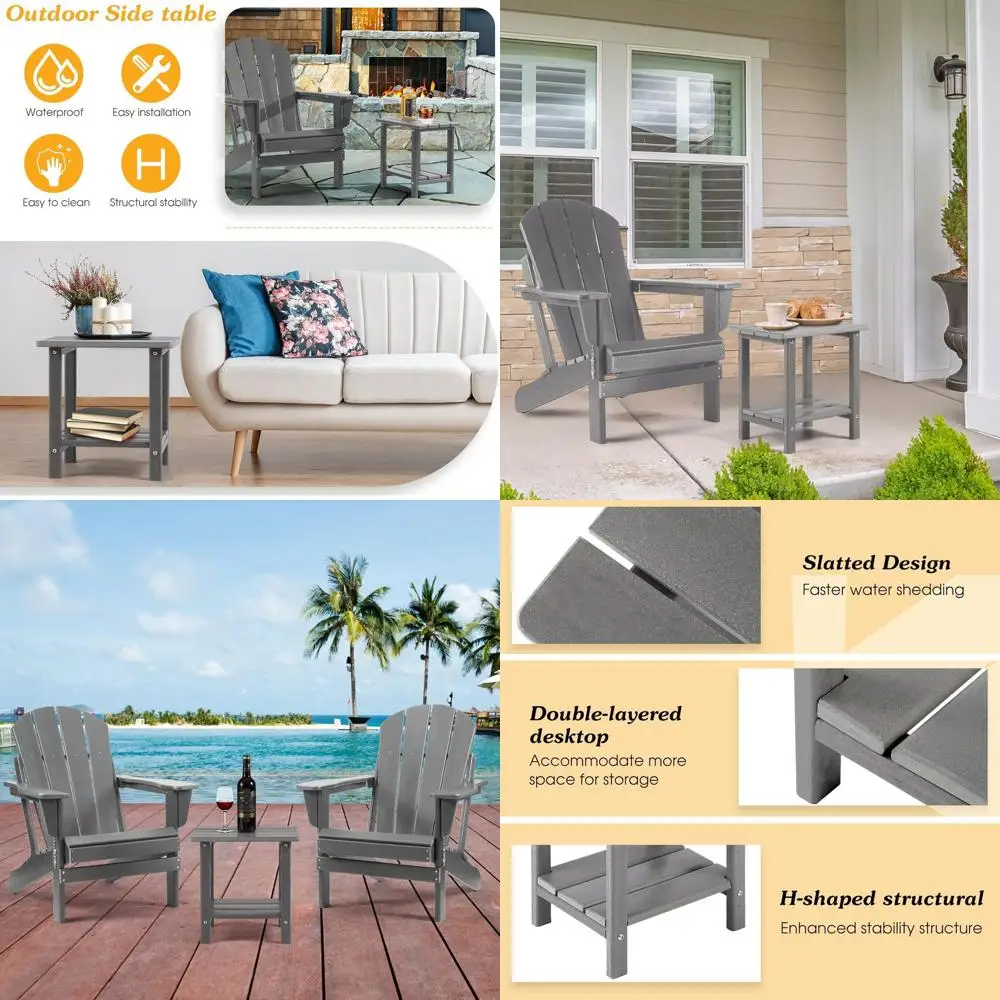 

Двухуровневый прочный уличный приставной столик, устойчивый к непогоде, 16,5 дюймов, цельный, для бассейна, веранды