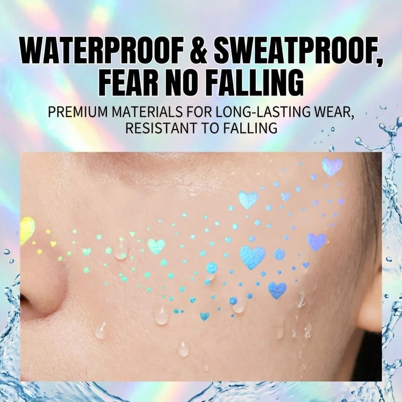 

6pcs Hot Stamping Laser Fake Freckles Stickers - Metallic Reflective Multi-Colored Temporary Tattoo Facial Makeup Accessory